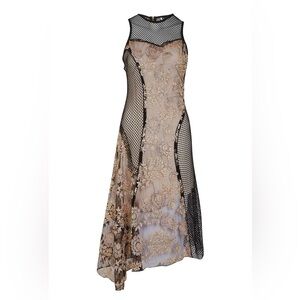 Topshop Black and Pink Asymmetrical Cocktail Gown